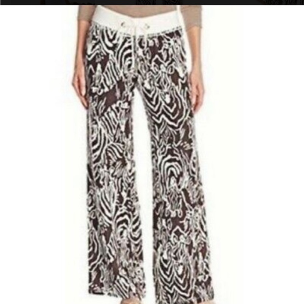 Lilly Pulitzer Beach Pant Linen Chocolate Zebra EUC - Picture 2 of 8